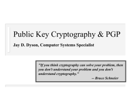 Public Key Cryptography and PGP