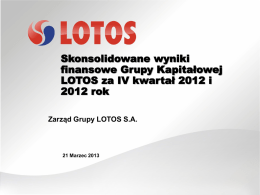 Consolidated Financial Results of the LOTOS Group Q1 2010
