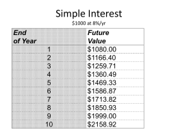 Simple Interest $1000 at 8%/yr