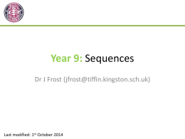 Year 9/GCSE: Sequences