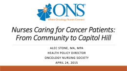 Nurses Caring for Cancer Patients: From Community to