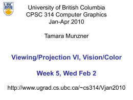 Viewing/Projection V Week 5, Mon Feb 1