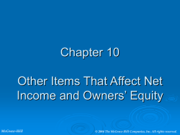 Chapter 10 Other Items That Affect Net Income and Owners