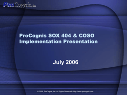 ProCognis SOX 404 & COSO Implementation Presentation