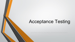 Acceptance Testing - University of Wisconsin