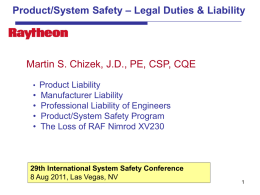 Manufacturer Liability - International System Safety Society