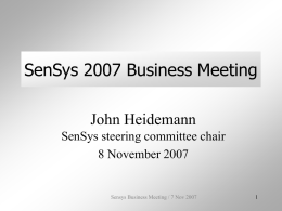 SenSys Business Meeting