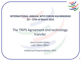 National Workshop: The TRIPS Agreement: Implications for