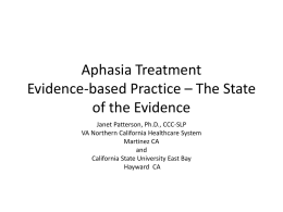 Aphasia Treatment Evidence-based Practice – The State of