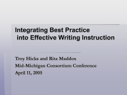 Best Practice in Writing Instruction