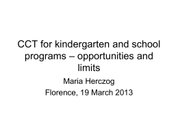 CCT for kindergarten and school programs – opportunities