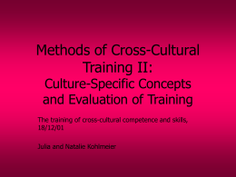 Methods of Cross-Cultural Training II: Culture