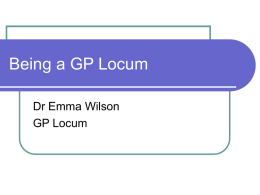 BEING A LOCUM - University of Dundee