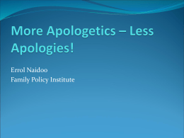 More Apologetics – Less Apologies!