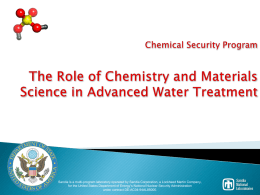 Chemical Security ProgramThe Role of Chemistry and