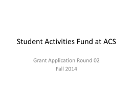 Student Activities Fund at ACS