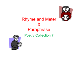Rhyme and Meter & Paraphrase