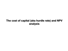 The discount rate (hurdle rate) and NPV analysis