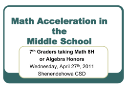 Math Acceleration - Shenendehowa Central Schools
