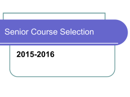 Senior Course Selection