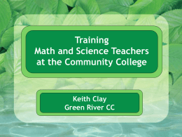 Training High School Math and Science Teachers at the