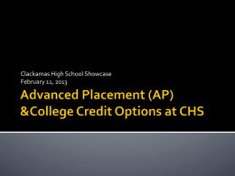 Advanced Placement (AP) - North Clackamas School District