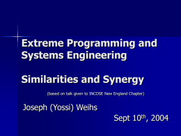 Extreme Programming and Systems Engineering Similarities