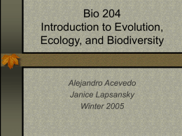 Bio 204 Introduction to Evolution, Ecology, and Biodiversity