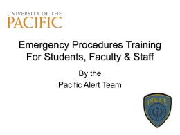 Emergency Procedures Training For Students, Faculty & Staff