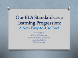 Our ELA Standards as a Learning Progression: A New Easy