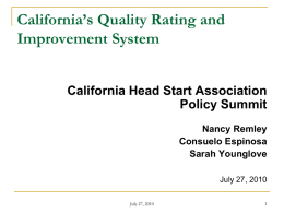 Design Options for California’s QIS Rating Structure and