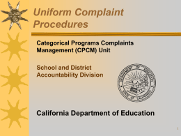 Uniform Complaint Procedures Presentation