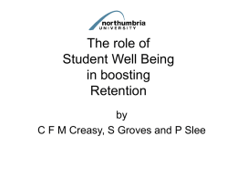 The role of Student Well Being in boosting Retention