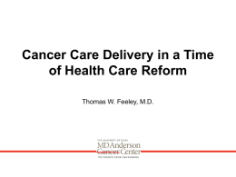 The Implications of Healthcare Reform on Cancer Care
