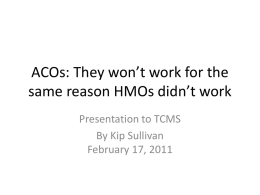 Presentation to TCMS, February 17, 2011