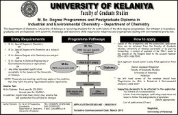 UNIVERSITY OF KELANIYA Department of Chemistry