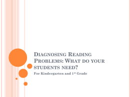 Diagnosing Reading Problems: What do your students need?