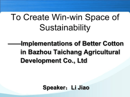 Cheng Tai – Li Jiao - Better Cotton Initiative