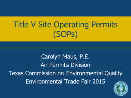 Site Operating Permits (SOPs)