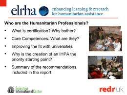 Professionalizing the Humanitarian Sector