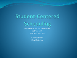 Student Centered Scheduling