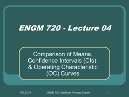 TM 720 Lecture 04: Comparison of Means, CIs, & OC Curves