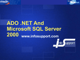 Visual Studio .NET And SQL Server 2000