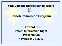 York Catholic District School Board French Immersion