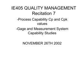 GAGE AND MEASUREMENT SYSTEM CAPABILITY STUDIES
