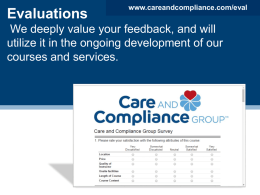 Evaluations - Home - Care and Compliance Group