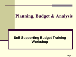 Planning, Budget & Analysis
