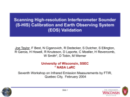 S-HIS Aircraft Instrument Calibration and EOS Validation