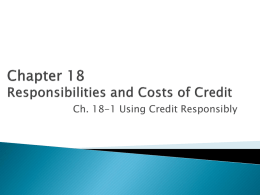Chapter 18 Responsibilities and Costs of Credit