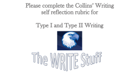 Please complete the Collins Writing self reflection rubric